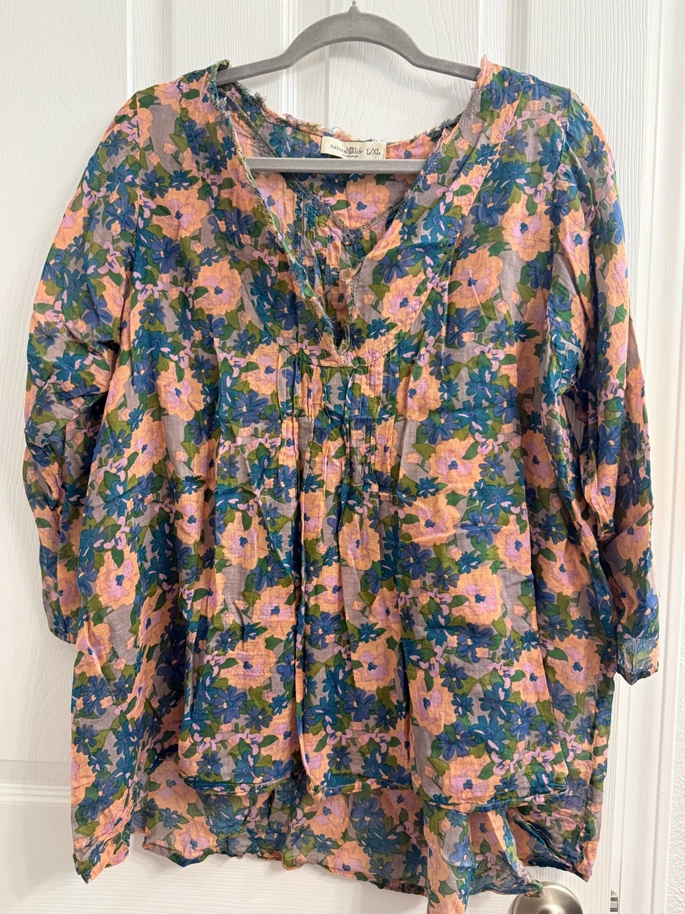 NATURAL LIFE Pink & Blue Floral Peasant Tunic